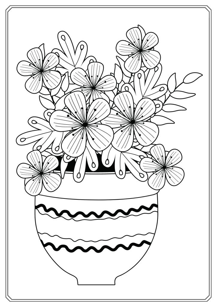 Cute Bucket Flower Coloring pages