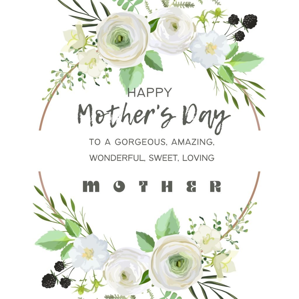 Green Floral Frame Mother's Day Card