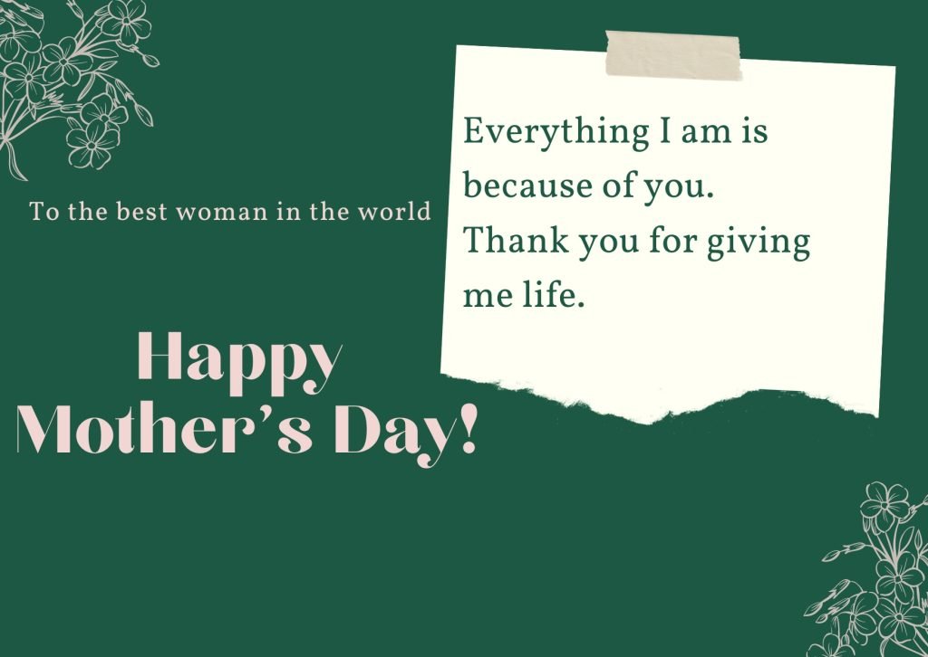 Green Floral Mother's Day Card