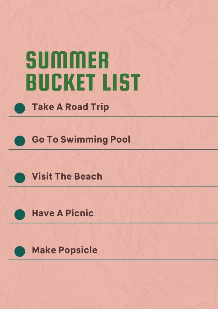 Green Gradient Summer Bucket List
