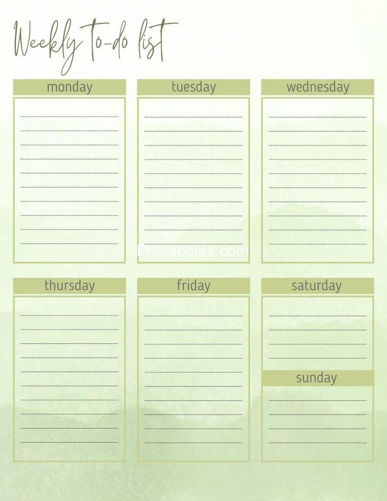Green  Pastel Cute Art Illustration Weekly To-do List 