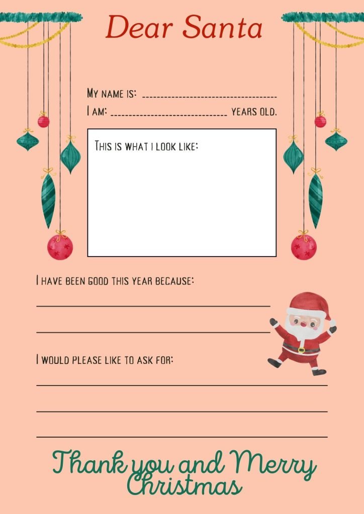 Green & Red Watercolor Christmas Wish List Interactive Dear Santa Letter