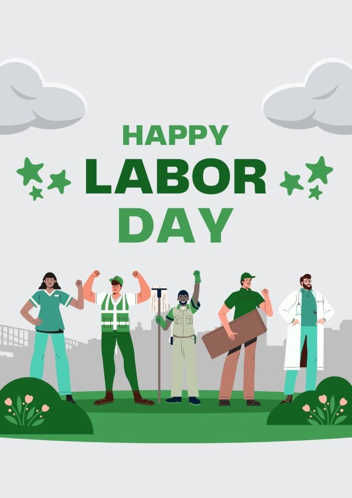 Green and Gray Illustrated Labor Day 