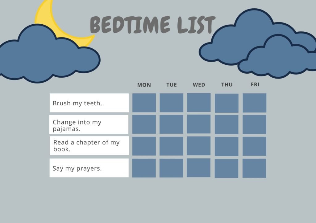 Grey Illustrated Moon Bedtime Reward Chart