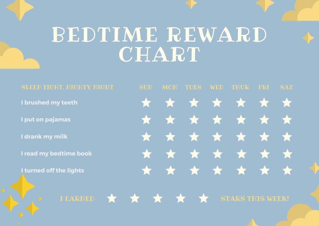 Grey  and cream Night Sky Border Bedtime Reward Chart