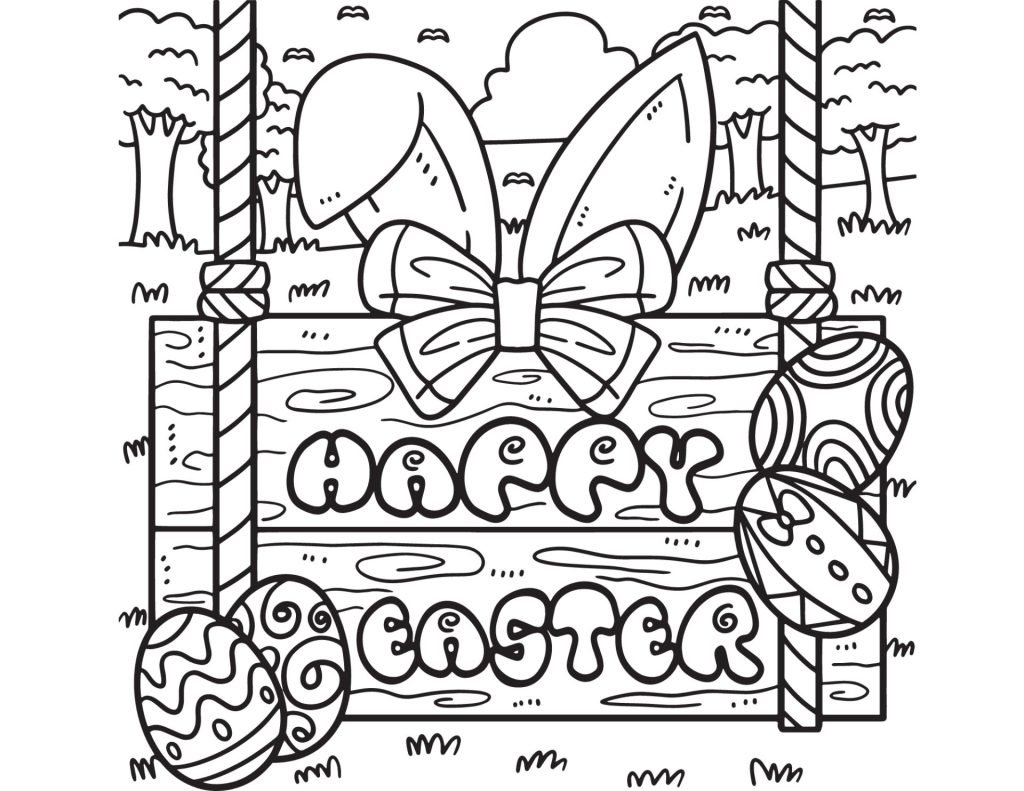 Happy Easter Isolated coloring page