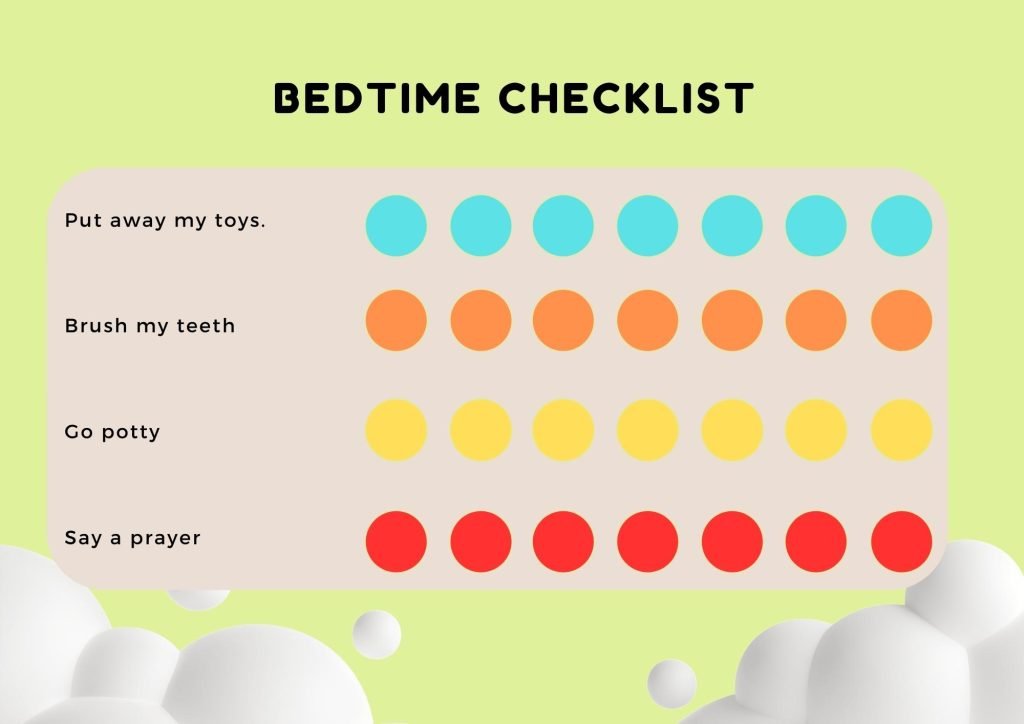 Lime Green cloudy  Bedtime Checklist
