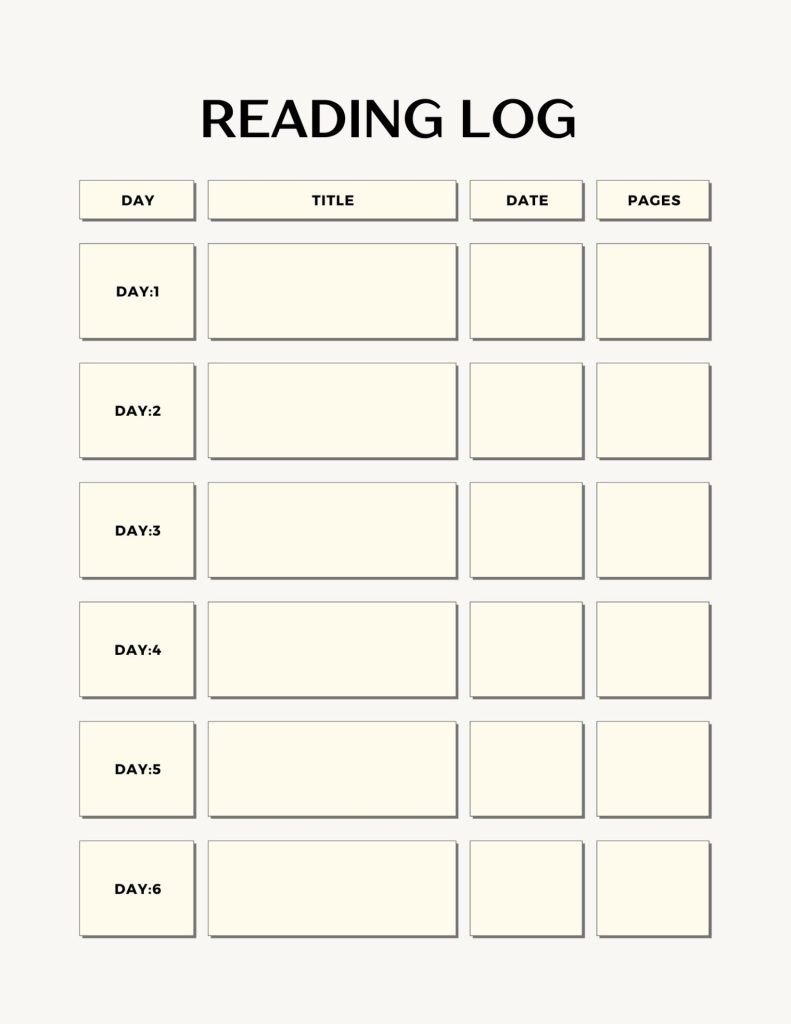 My Reading Log  planner