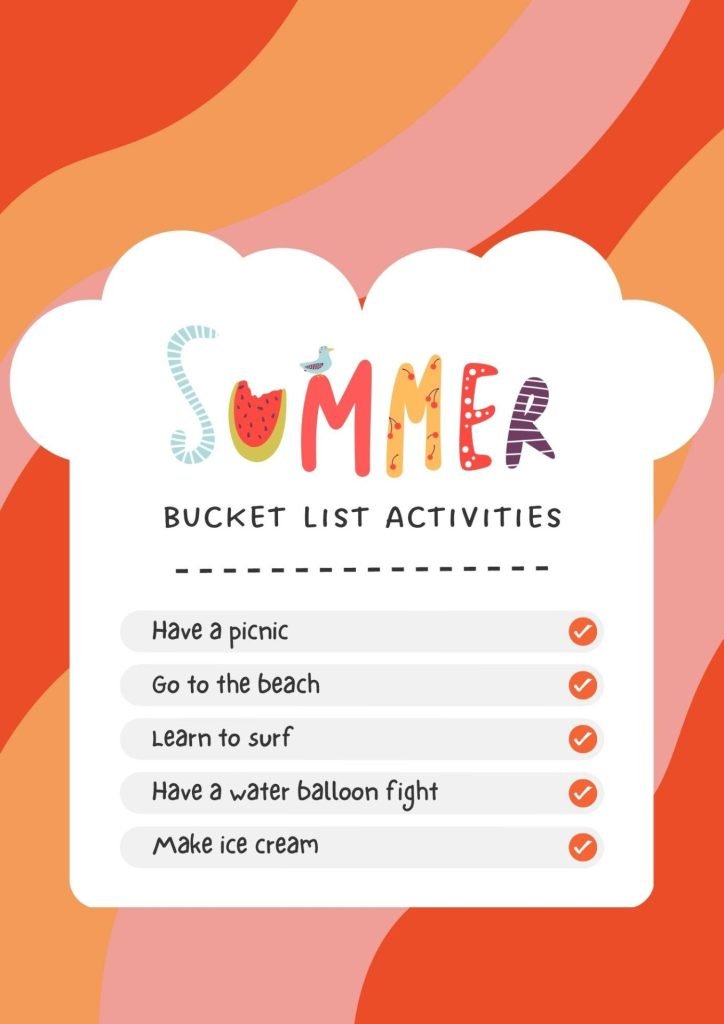 Orange Retro Playful Summer Bucket List 