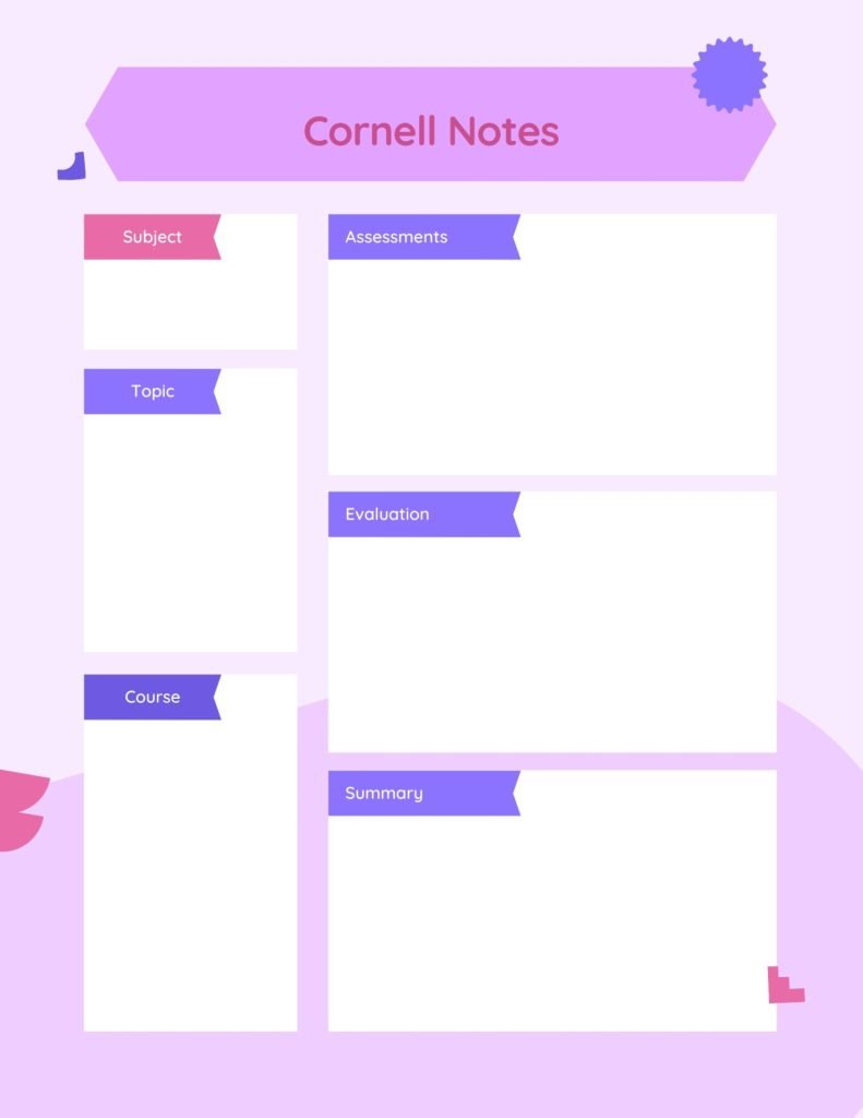Pastel Pink Aesthetic Cornell Notes