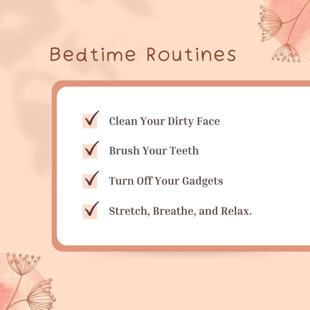 Peach Floral Bedtime Routines Checklist 