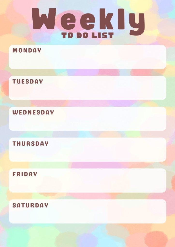 Ping cute pastel Weekly to do list 