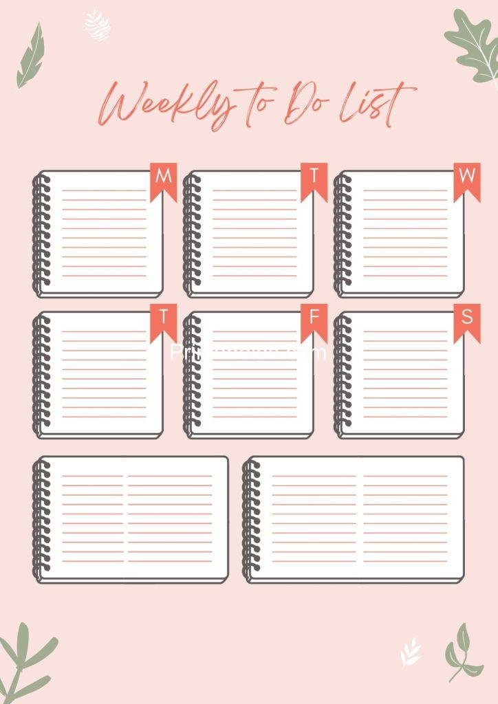 Pink Weekly to Do List illustration