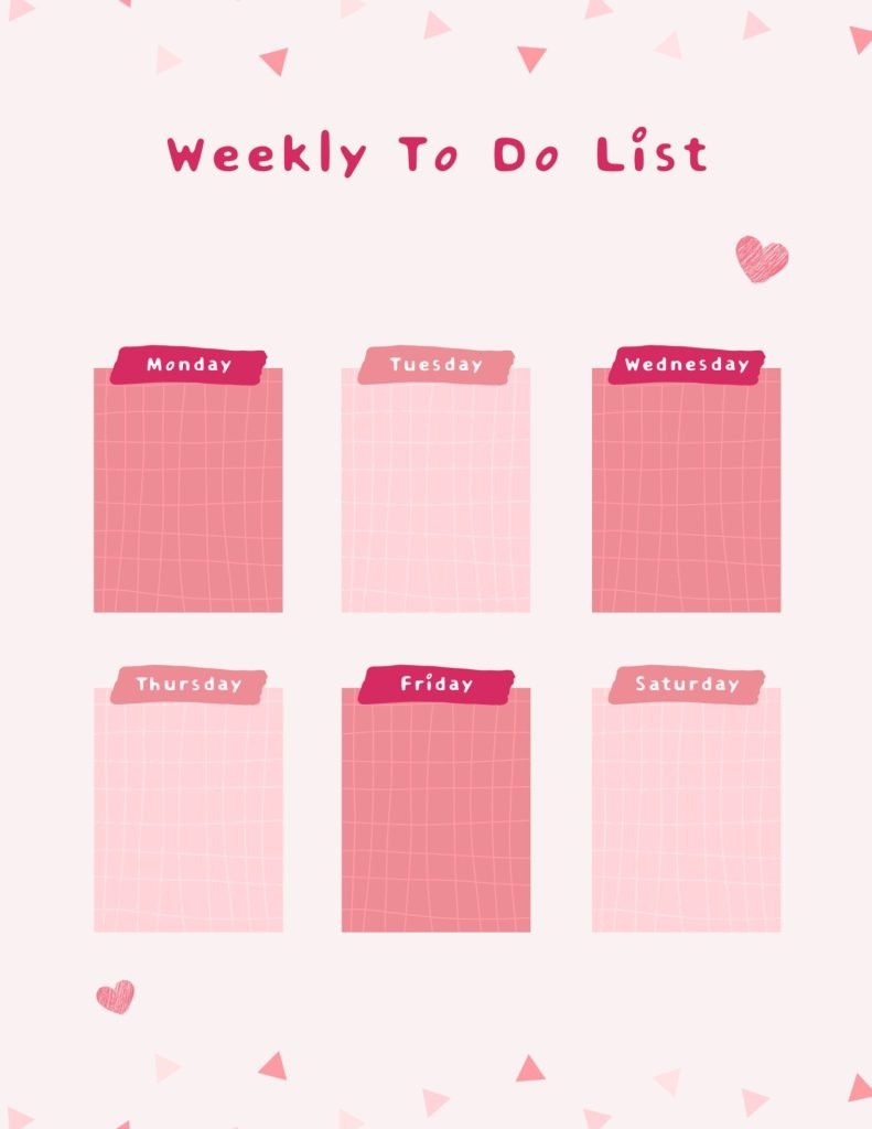 Pink White Creative Weekly To Do List Planner