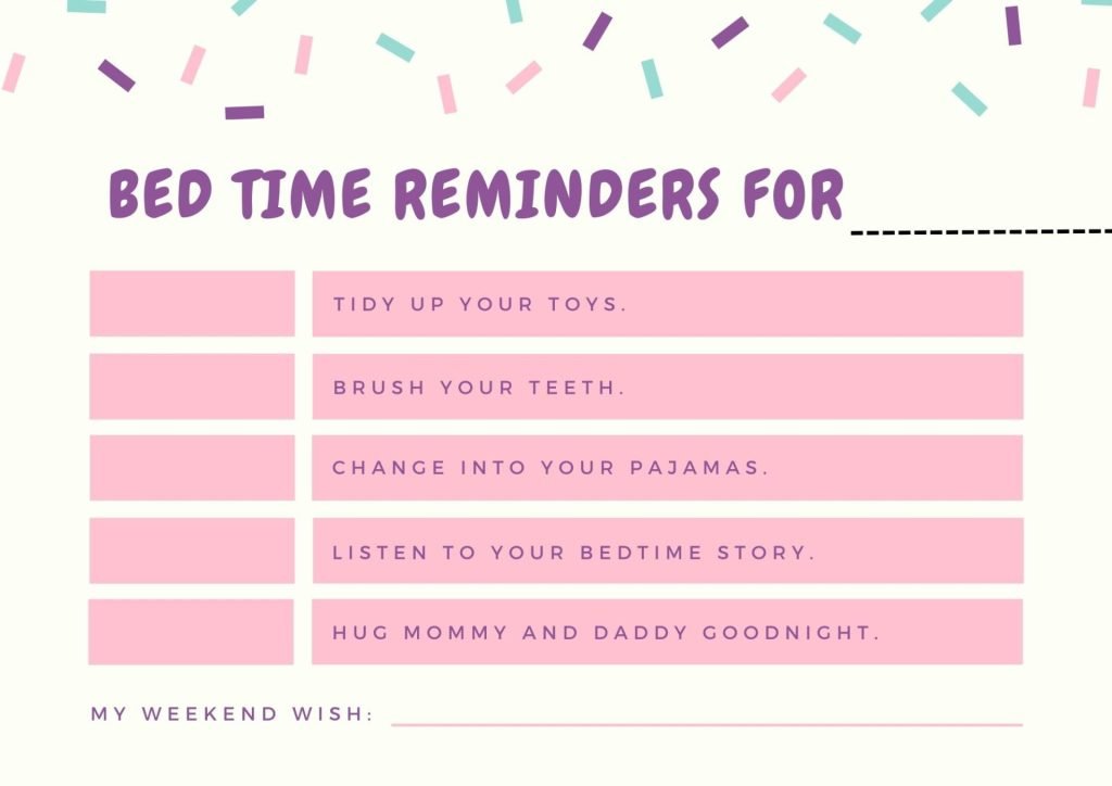 Pink and Purple Bedtime Reward Chart