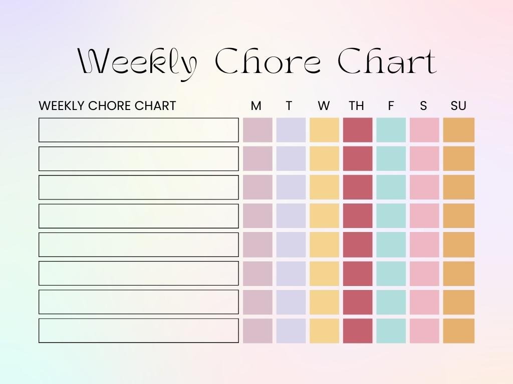 Purple And Pink Minimalist Gradient Weekly Chore Chart