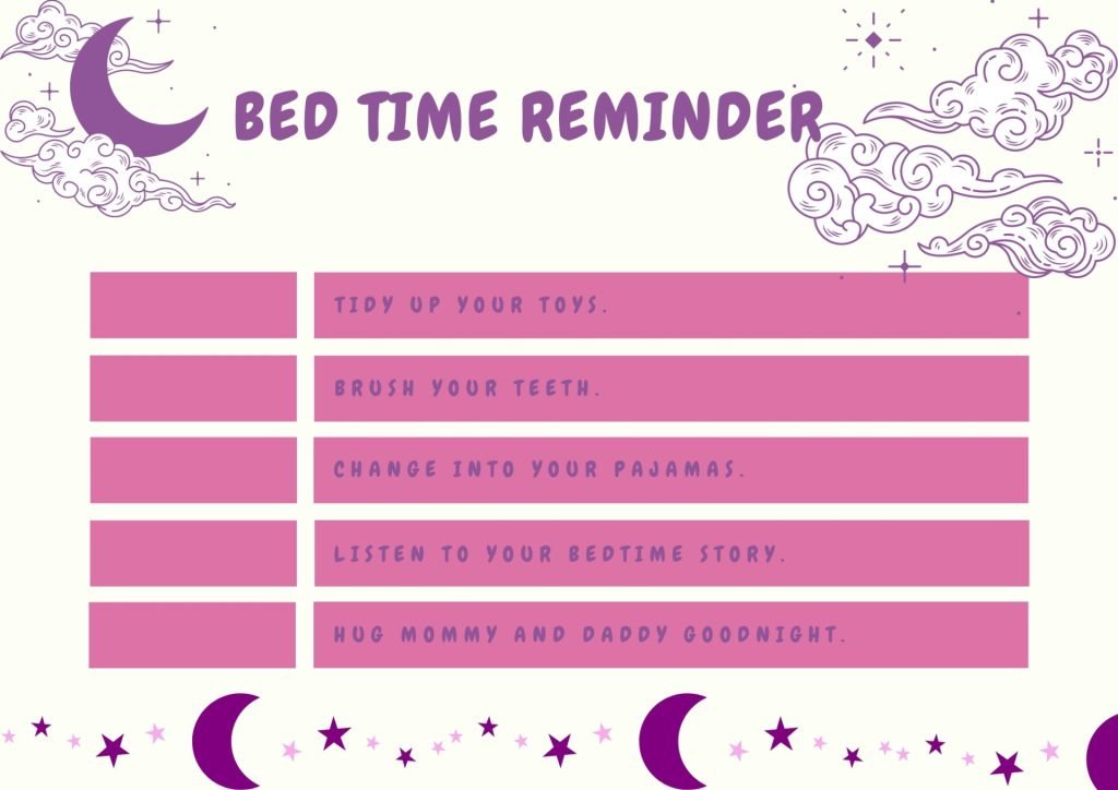Purple Bedtime Reminder Chart