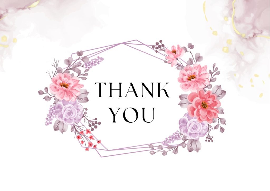 Purple Pink Floral Thank You Card 