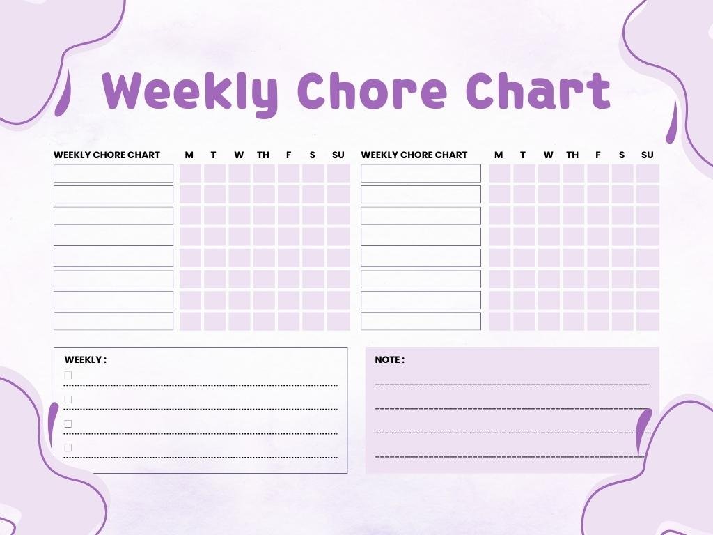 Purple Simple Abstract Weekly Chore Chart