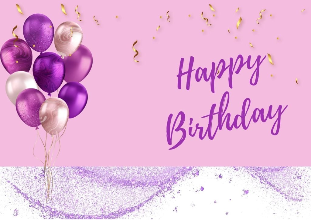 Purple White Happy Birthday Card