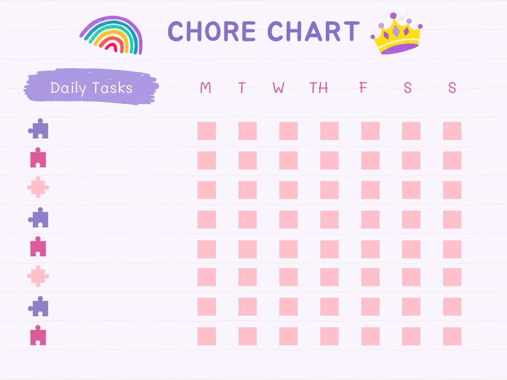 Purple and Pink Playful Chore Chart