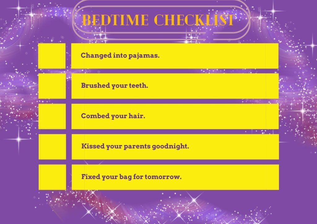 Purple and Yellow Bedtime Chart