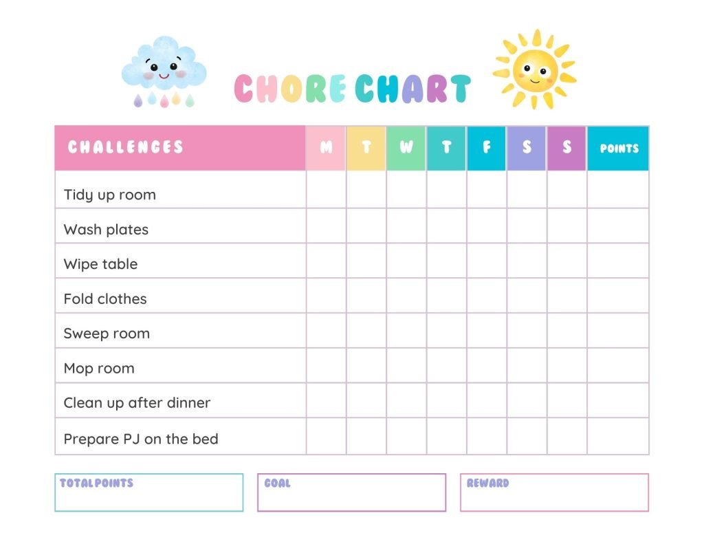Rainbow Children Chore Chart