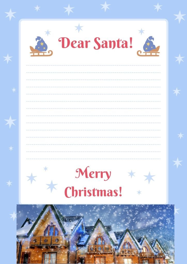 Red Blue Christmas Illustration Santa Letter   