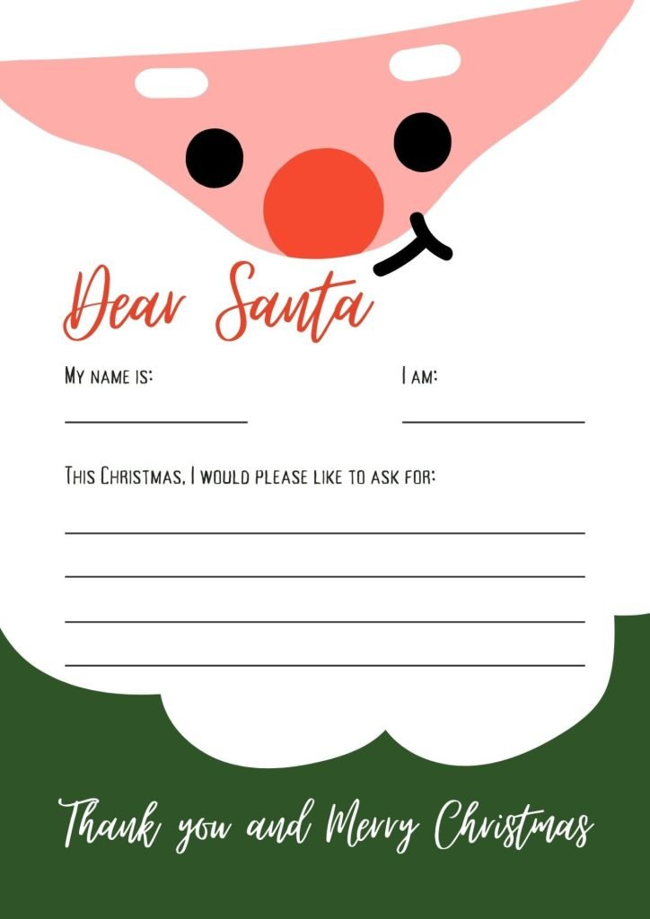 Red & White Cute Christmas Wish List Santa Letter