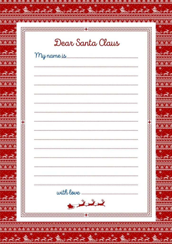 Red White Knitted Pattern Christmas Santa Letter