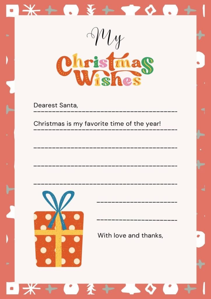 Red and Pink Colorful Christmas Wishlist Santa Letter 