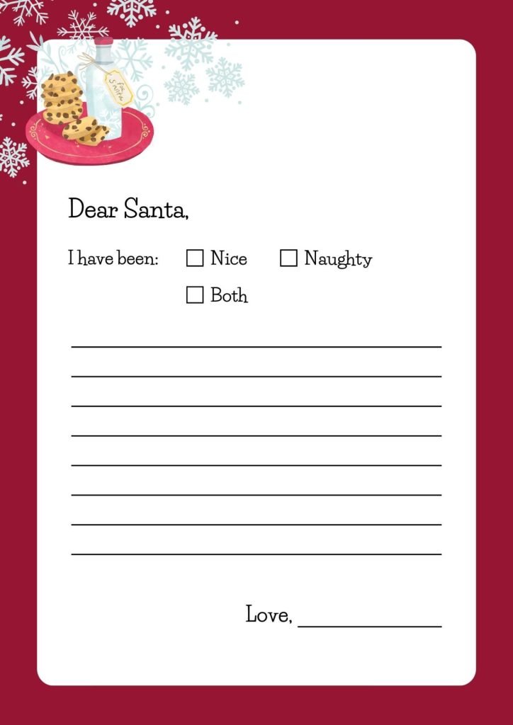 Red and White Cute Christmas Santa Letter