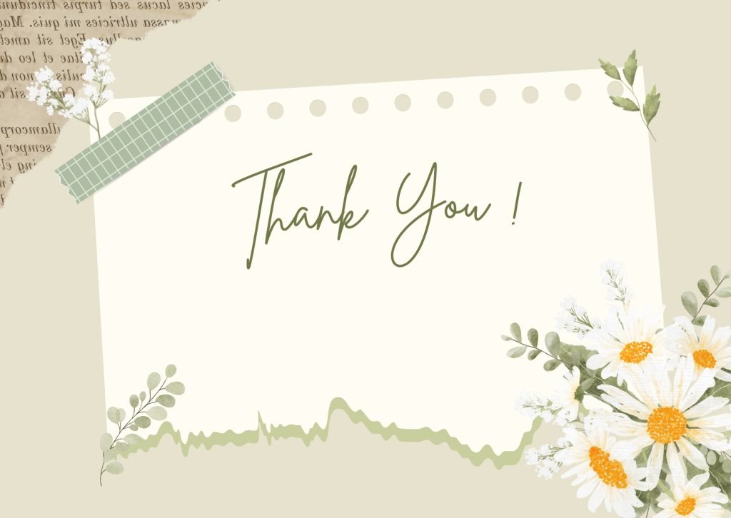 Sage Green and White Watercolor Flower Illustration Thank You Card