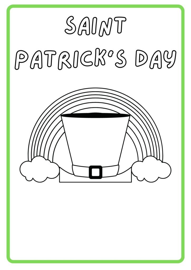 Saint Patrick's Day rainbow and Hat Coloring page