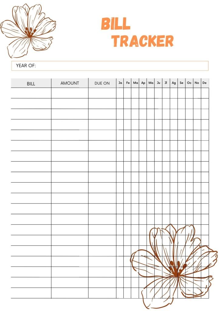 Simple and Clean Bill Tracker Planner