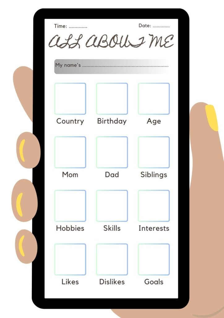 Smartphone Themed All About Me Apps Worksheet