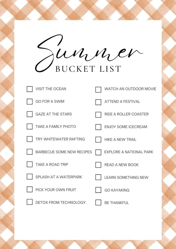 Summer Bucket List Document