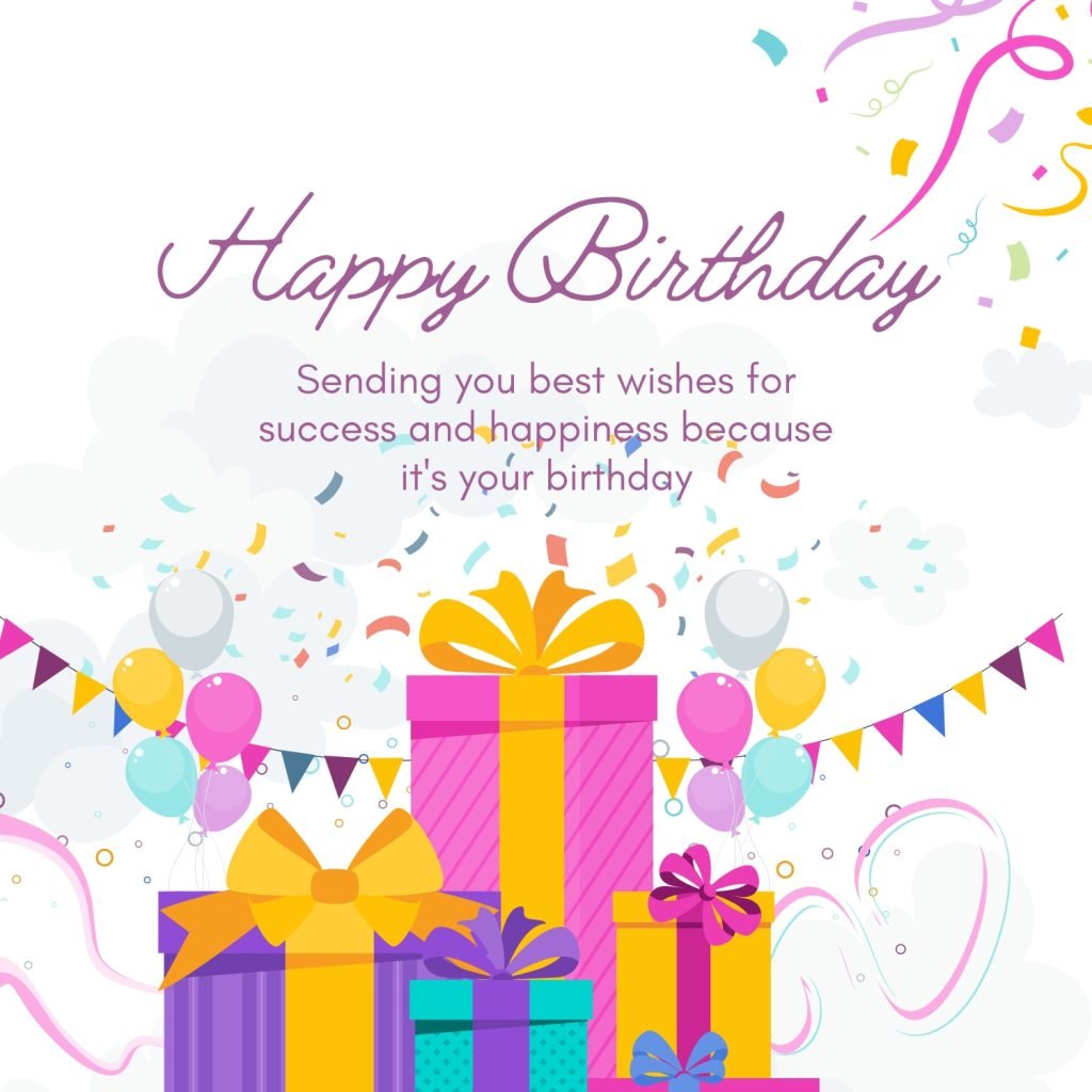 White Minimalist Happy Birthday Card