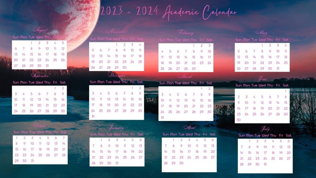 White Pink 2023 - 2024 Academic Calendar