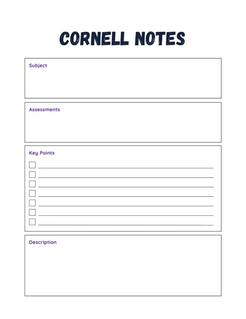 White Simple Subject Cornell Notebook