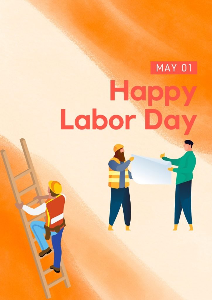 White and Orange Creative Illustration Happy Labor Day 