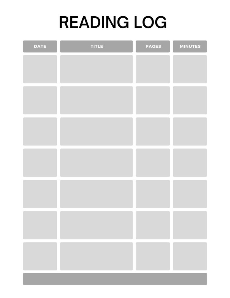White and grey Reading Log  planner