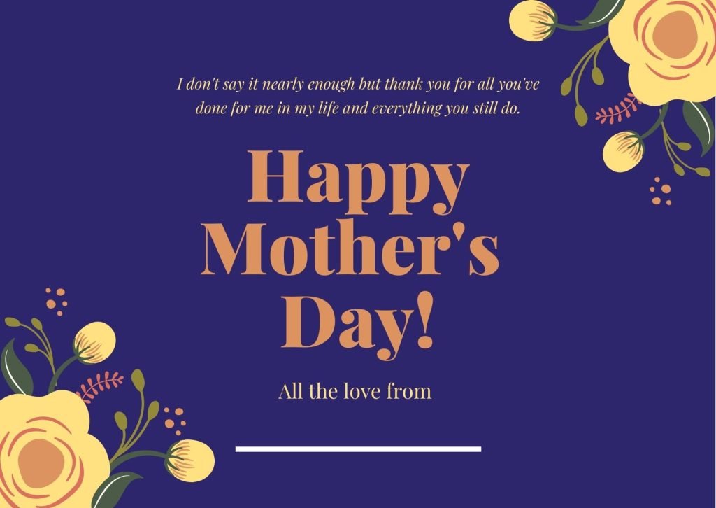 Yellow and Blue Floral Mother's Day Card