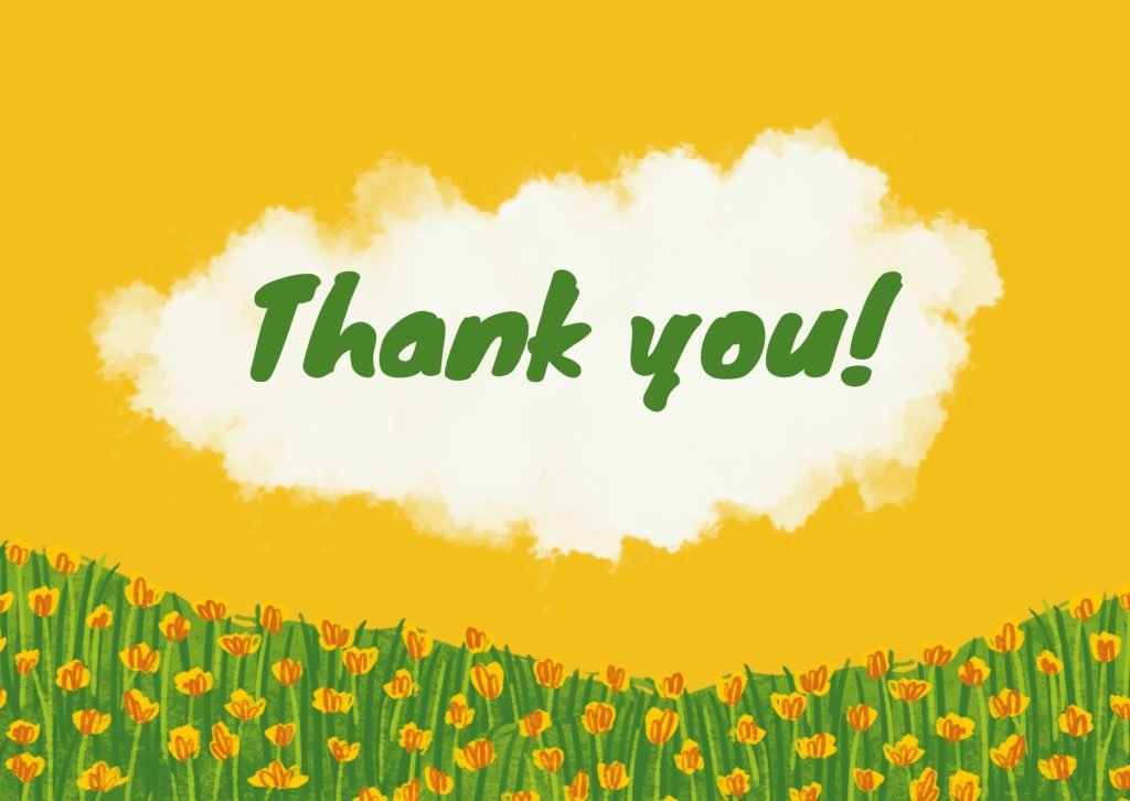 Yellow and Green Hand Drawn Garden Thank You Card