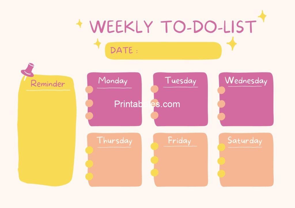 Yellow and purple Minimalist Weekly To-Do-List