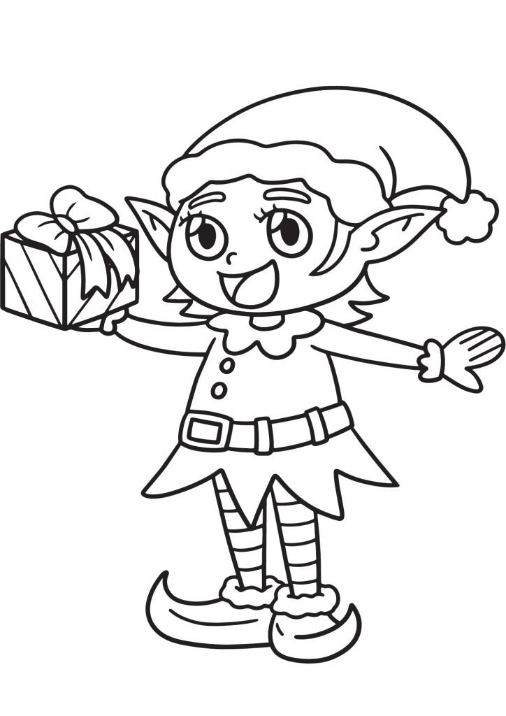 christmas elf carrying gift