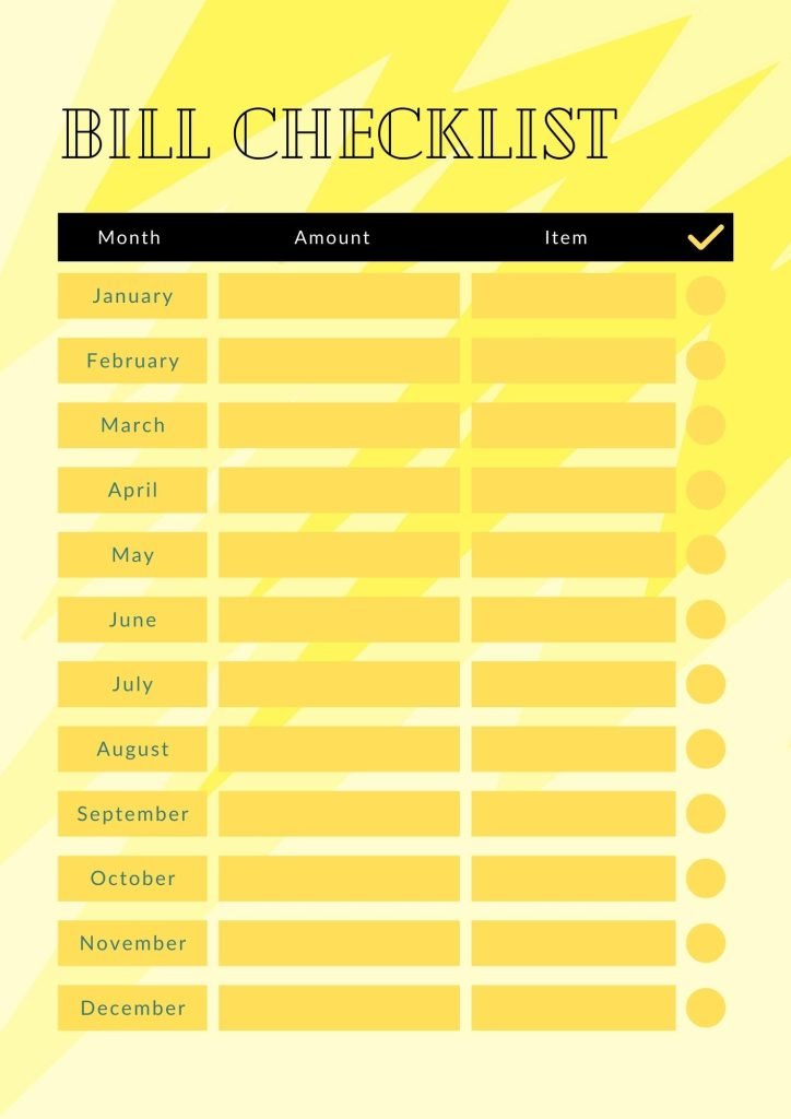 yellow Financial Daily Planner Bill Checklist Planner