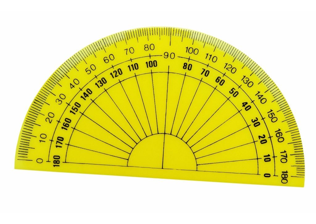 A yellow Protractor