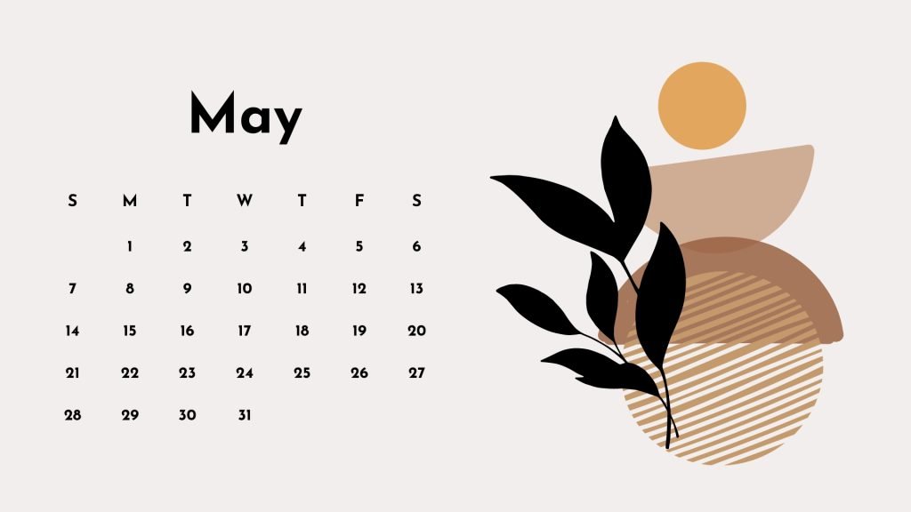 Beige Illustration May 2023 Calendar