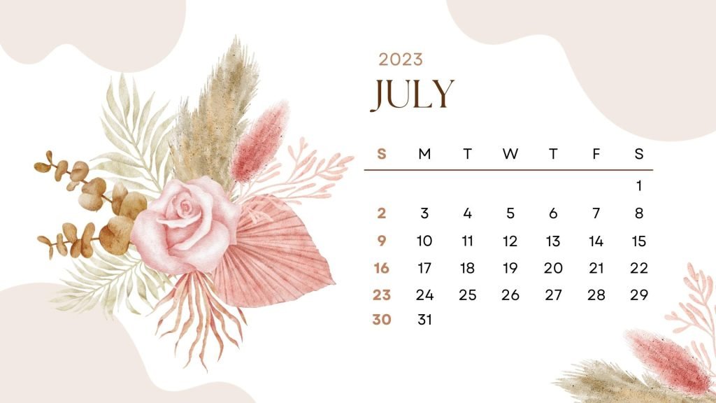 Blue Printable July 2023 Monthly Calendar